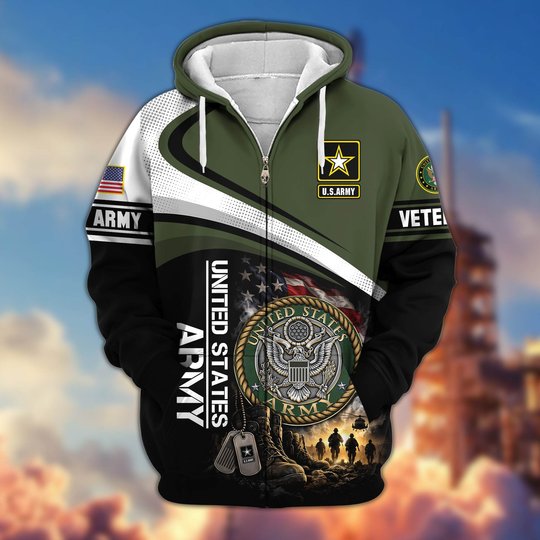 Premium US Veteran Zip Up Hoodie CPHN161011, Gifts For US Veterans, Gifts For Veterans Day.