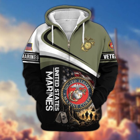 Premium US Veteran Zip Up Hoodie CPHN161011, Gifts For US Veterans, Gifts For Veterans Day.
