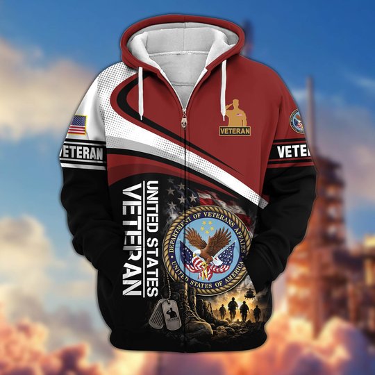 Premium US Veteran Zip Up Hoodie CPHN161011, Gifts For US Veterans, Gifts For Veterans Day.