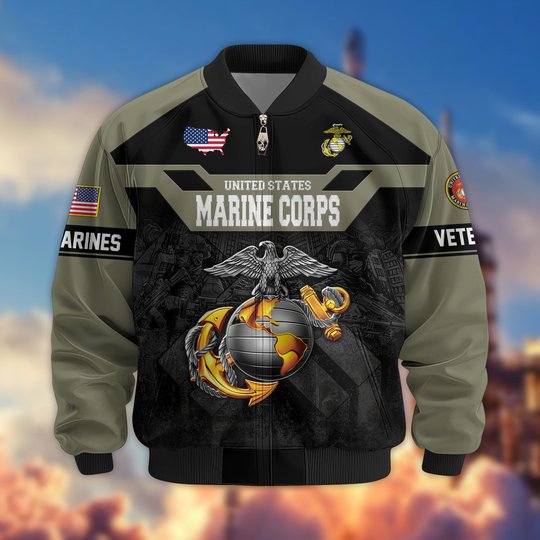 Premium US Veteran Bomber Jacket DPVC211001, Waterproof Windbreaker Coat, US Veteran Gift, Veterans Day Gift.