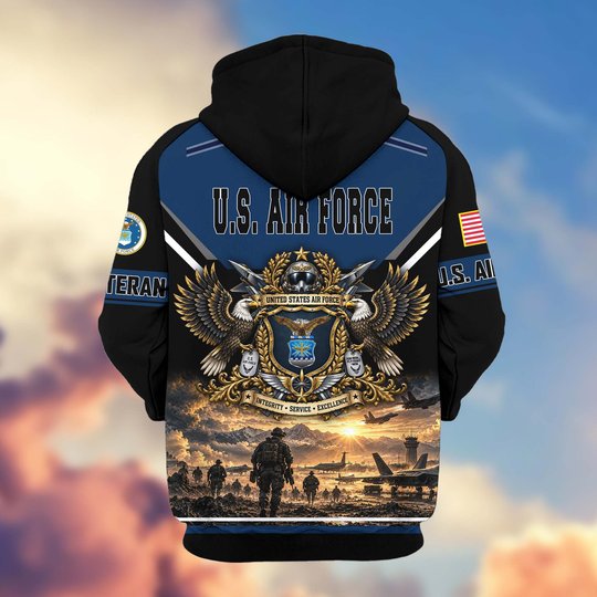 Premium US Veteran Zip Up Hoodie BTTN221023, Gifts For US Veterans, Gifts For Veterans Day.