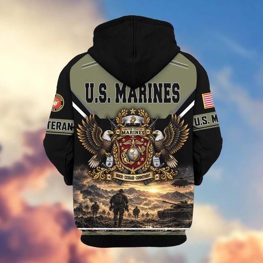 Premium US Veteran Zip Up Hoodie BTTN221023, Gifts For US Veterans, Gifts For Veterans Day.
