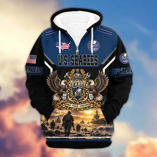 Premium US Veteran Zip Up Hoodie BTTN221023, Gifts For US Veterans, Gifts For Veterans Day.