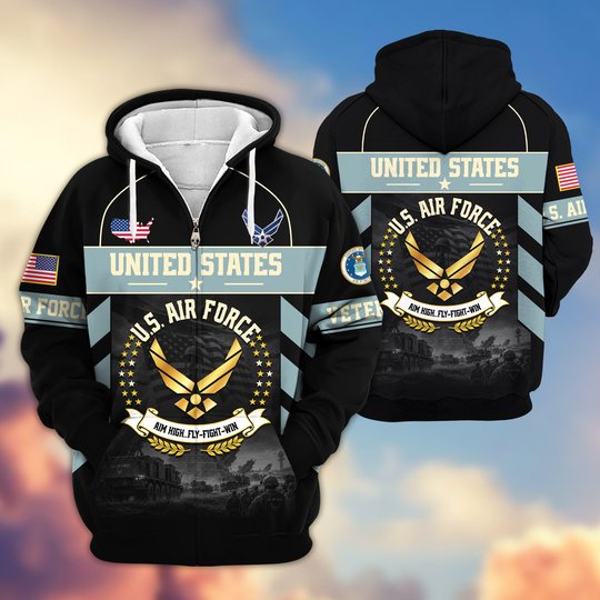 Premium US Veteran Zip Up Hoodie BTTN221021, Gifts For US Veterans, Gifts For Veterans Day.