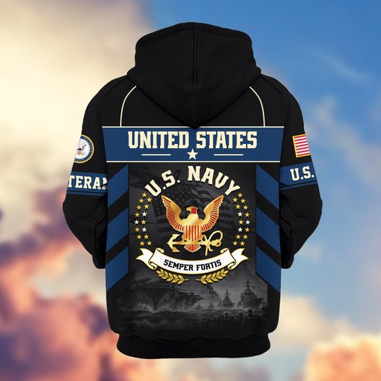Premium US Veteran Zip Up Hoodie BTTN221021, Gifts For US Veterans, Gifts For Veterans Day.