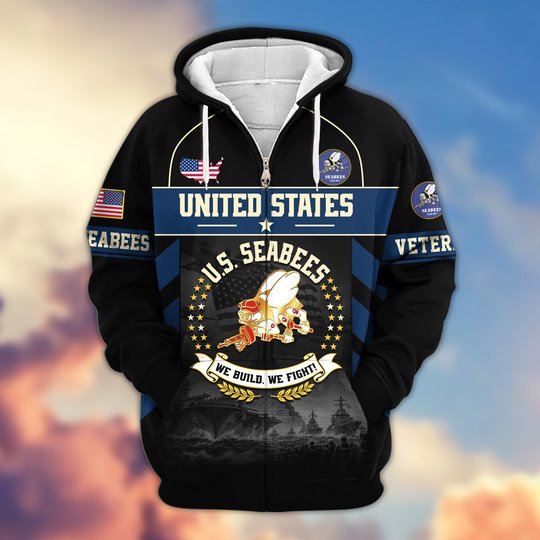 Premium US Veteran Zip Up Hoodie BTTN221021, Gifts For US Veterans, Gifts For Veterans Day.