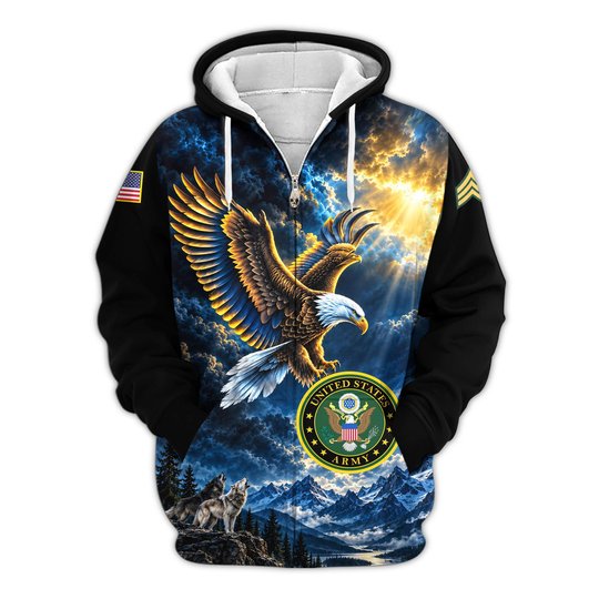 Premium Custom US Army Zip Up Hoodie VPVC609571, Gifts For Army Veteran, Gifts For Veterans Day.