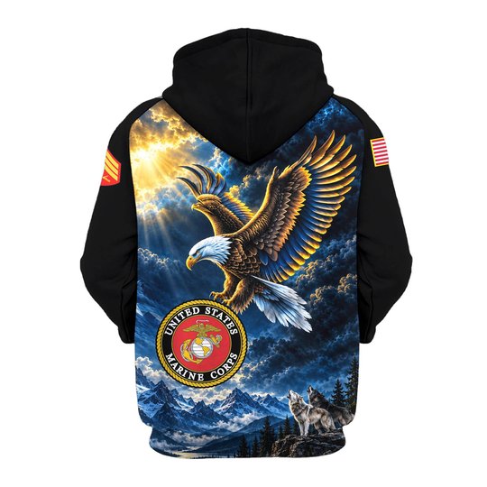 Premium Custom USMC Zip Up Hoodie VPVC609573, Gifts For Marine Veteran, Gifts For Veterans Day.