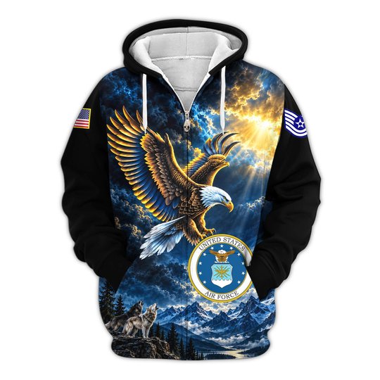 Premium Custom USAF Zip Up Hoodie VPVC609574, Gifts For Air Force Veteran, Gifts For Veterans Day.