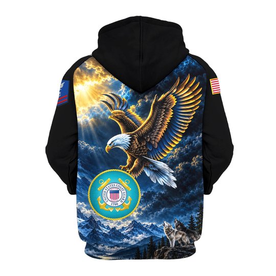 Premium Custom USCG Zip Up Hoodie VPVC609575, Gifts For Coast Guard Veteran, Gifts For Veterans Day.