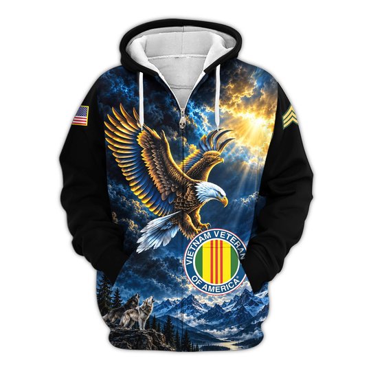 Premium Custom Vietnam Veteran Zip Up Hoodie VPVC609576, Gifts For Vietnam Veteran, Gifts For Veterans Day.