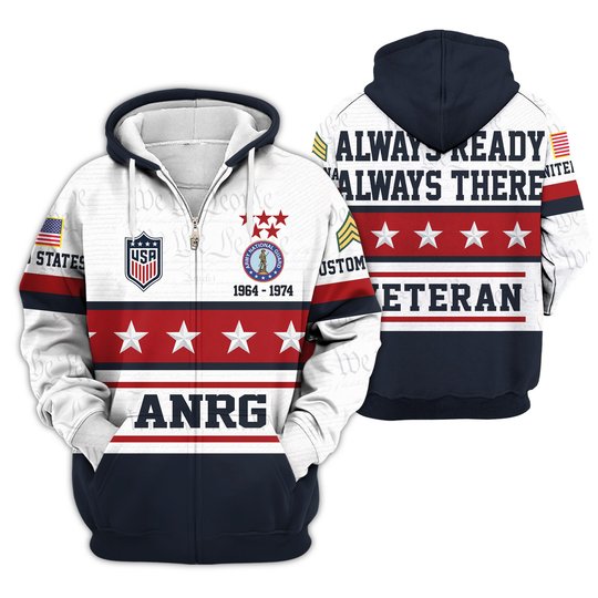 Premium Custom Army National Guard Zip Up Hoodie VPVC609598, Gifts For Army National Guard Veteran, Gifts For Veterans Day.