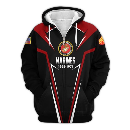 Premium Custom USMC Zip Up Hoodie VPVC609603, Gifts For Marine Veteran, Gifts For Veterans Day.