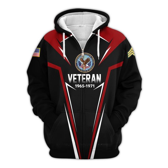 Premium Custom US Veteran Zip Up Hoodie VPVC609607, Gifts For US Veteran, Gifts For Veterans Day.