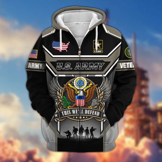 Premium US Veteran Zip Up Hoodie CPHN211011, Gifts For US Veterans, Gifts For Veterans Day.