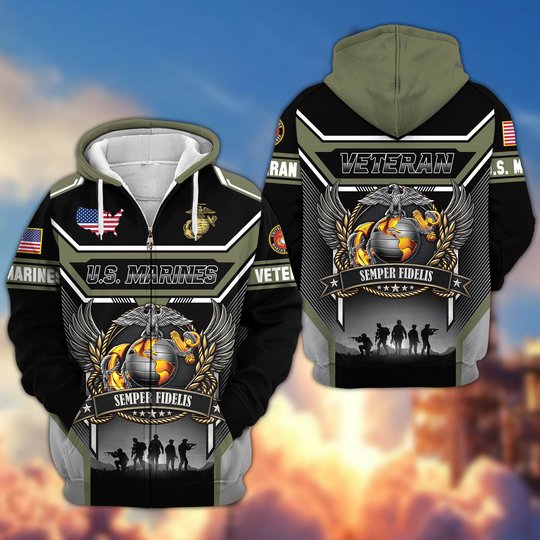 Premium US Veteran Zip Up Hoodie CPHN211011, Gifts For US Veterans, Gifts For Veterans Day.