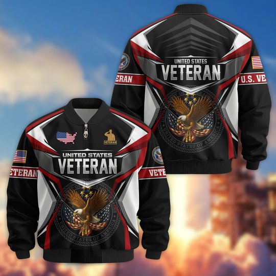Premium US Veteran Bomber Jacket CPHN221011, Waterproof Windbreaker Coat, US Veteran Gift, Veterans Day Gift.