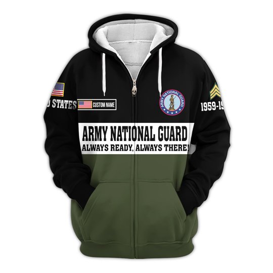 Premium Custom Army National Guard Zip Up Hoodie VPVC609618, Gifts For Army National Guard Veteran, Gifts For Veterans Day.