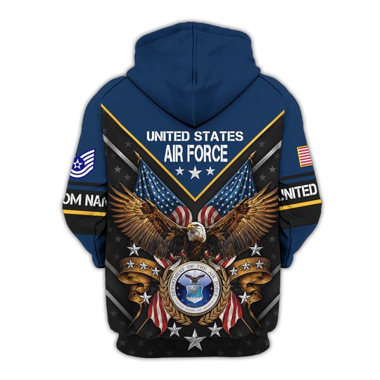 Premium Custom USAF Zip Up Hoodie VPVC609624, Gifts For Air Force Veteran, Gifts For Veterans Day.