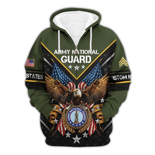 Premium Custom Army National Guard Zip Up Hoodie VPVC609628, Gifts For Army National Guard Veteran, Gifts For Veterans Day.