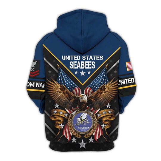 Premium Custom US Seabees Zip Up Hoodie VPVC609629, Gifts For Seabees Veteran, Gifts For Veterans Day.