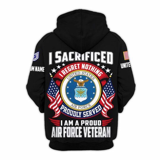 Premium Custom USAF Zip Up Hoodie VPVC609634, Gifts For Air Force Veteran, Gifts For Veterans Day.