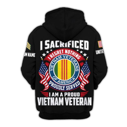 Premium Custom Vietnam Veteran Zip Up Hoodie VPVC609636, Gifts For Vietnam Veteran, Gifts For Veterans Day.