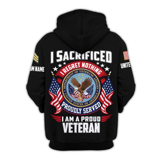 Premium Custom US Veteran Zip Up Hoodie VPVC609637, Gifts For US Veteran, Gifts For Veterans Day.