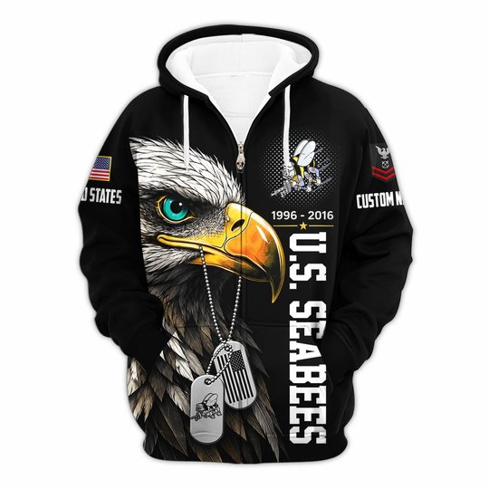 Premium Custom US Seabees Zip Up Hoodie VPVC609639, Gifts For Seabees Veteran, Gifts For Veterans Day.
