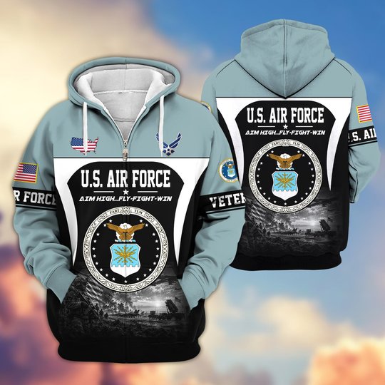 Premium US Veteran Zip Up Hoodie BTTN271022, Gifts For US Veterans, Gifts For Veterans Day.