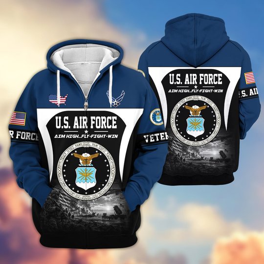 Premium US Veteran Zip Up Hoodie BTTN271022, Gifts For US Veterans, Gifts For Veterans Day.