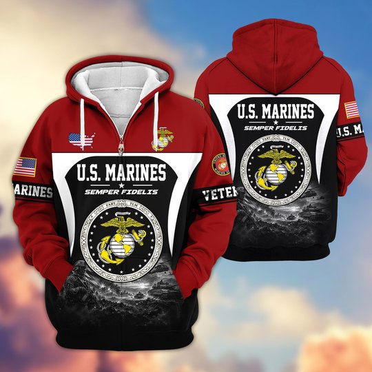 Premium US Veteran Zip Up Hoodie BTTN271022, Gifts For US Veterans, Gifts For Veterans Day.