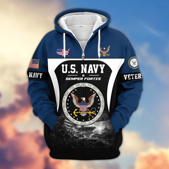 Premium US Veteran Zip Up Hoodie BTTN271022, Gifts For US Veterans, Gifts For Veterans Day.