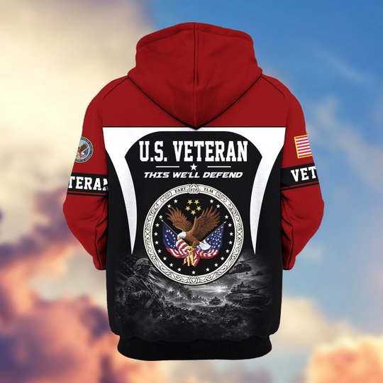 Premium US Veteran Zip Up Hoodie BTTN271022, Gifts For US Veterans, Gifts For Veterans Day.