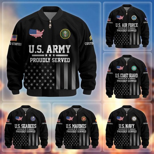 Premium Custom US Veteran Bomber Jacket DPVC281001, Waterproof Windbreaker Coat, US Veteran Gift, Veterans Day Gift.