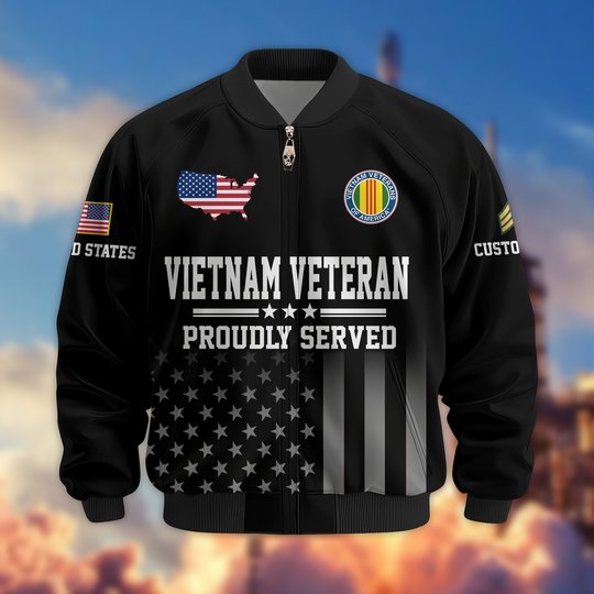 Premium Custom US Veteran Bomber Jacket DPVC281001, Waterproof Windbreaker Coat, US Veteran Gift, Veterans Day Gift.