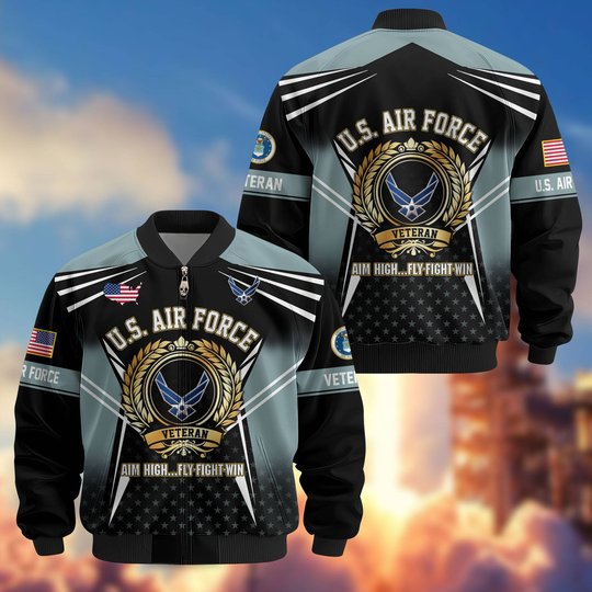 Premium US Veteran Bomber Jacket BTTN281021, Waterproof Windbreaker Coat, US Veteran Gift, Veterans Day Gift.