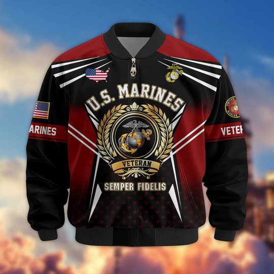 Premium US Veteran Bomber Jacket BTTN281021, Waterproof Windbreaker Coat, US Veteran Gift, Veterans Day Gift.