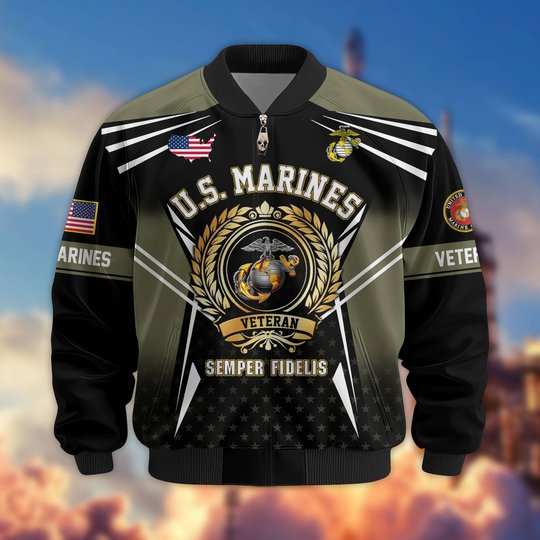 Premium US Veteran Bomber Jacket BTTN281021, Waterproof Windbreaker Coat, US Veteran Gift, Veterans Day Gift.