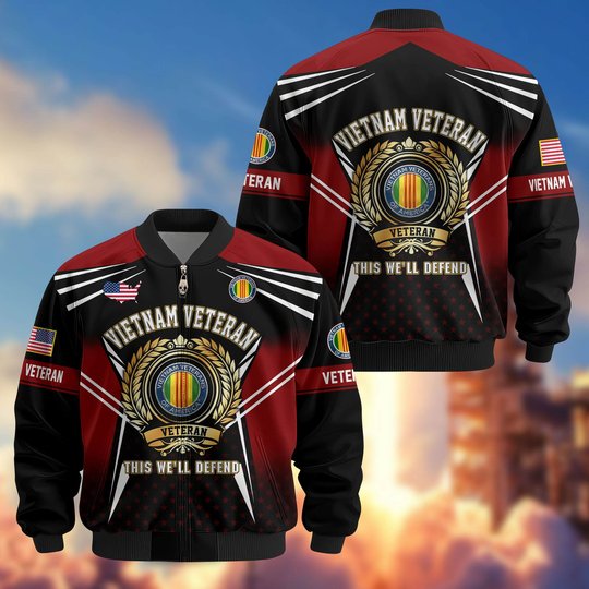 Premium US Veteran Bomber Jacket BTTN281021, Waterproof Windbreaker Coat, US Veteran Gift, Veterans Day Gift.