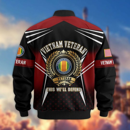 Premium US Veteran Bomber Jacket BTTN281021, Waterproof Windbreaker Coat, US Veteran Gift, Veterans Day Gift.