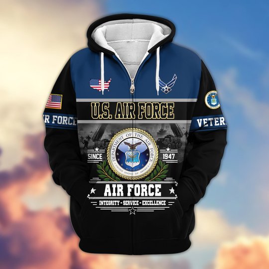 Premium US Veteran Zip Up Hoodie BTTN291021, Gifts For US Veterans, Gifts For Veterans Day.