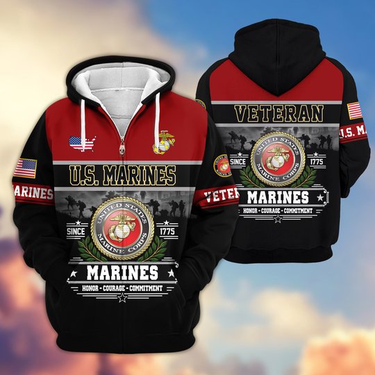 Premium US Veteran Zip Up Hoodie BTTN291021, Gifts For US Veterans, Gifts For Veterans Day.