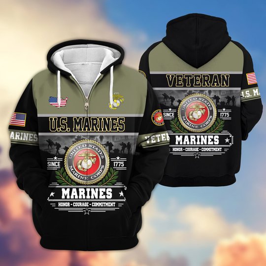 Premium US Veteran Zip Up Hoodie BTTN291021, Gifts For US Veterans, Gifts For Veterans Day.