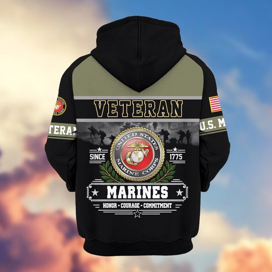 Premium US Veteran Zip Up Hoodie BTTN291021, Gifts For US Veterans, Gifts For Veterans Day.