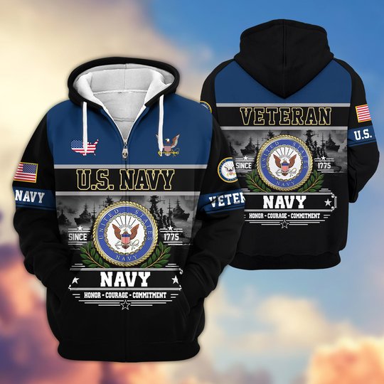 Premium US Veteran Zip Up Hoodie BTTN291021, Gifts For US Veterans, Gifts For Veterans Day.