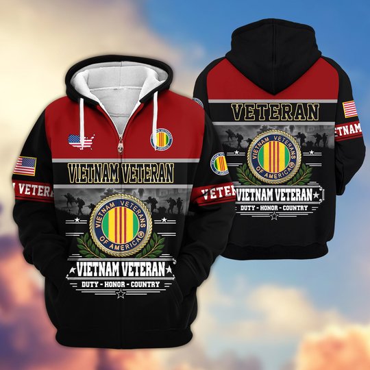 Premium US Veteran Zip Up Hoodie BTTN291021, Gifts For US Veterans, Gifts For Veterans Day.