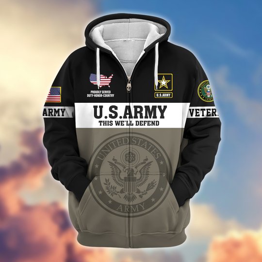 Premium US Veteran Zip Up Hoodie DPVC291001, Gifts For US Veterans, Gifts For Veterans Day.