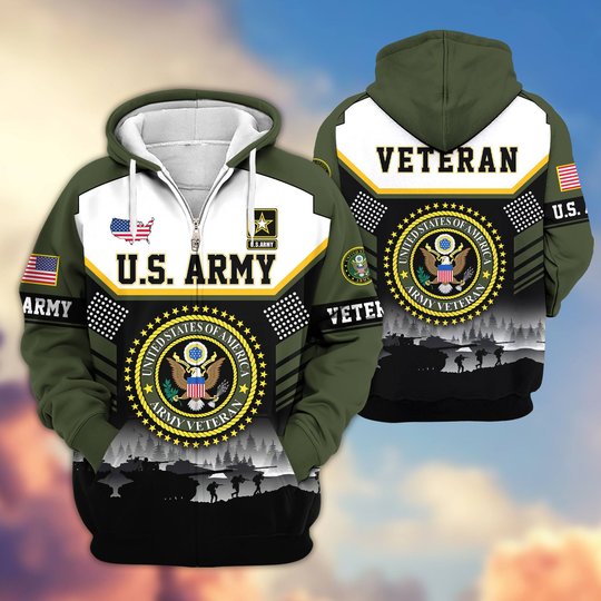Premium US Veteran Zip Up Hoodie BTTN291022, Gifts For US Veterans, Gifts For Veterans Day.