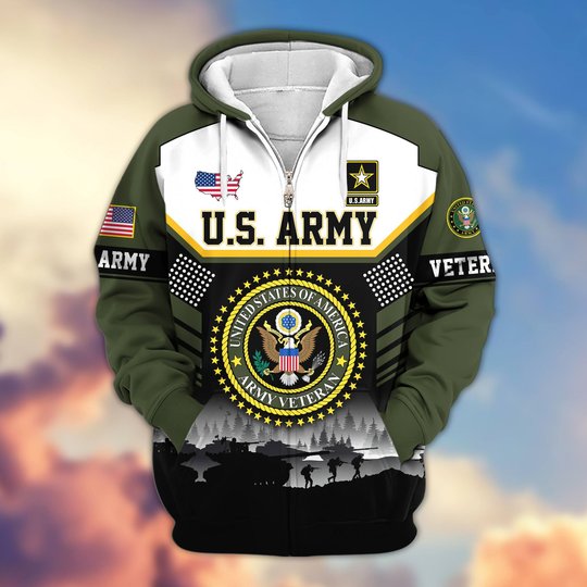 Premium US Veteran Zip Up Hoodie BTTN291022, Gifts For US Veterans, Gifts For Veterans Day.